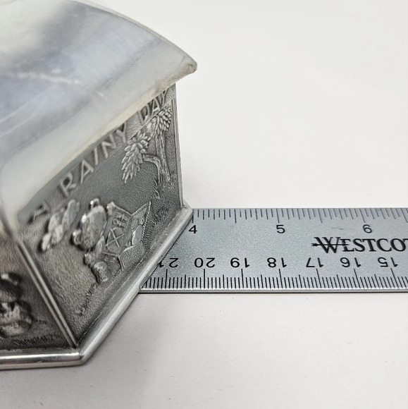 Royal Selangor Pewter Hexagon 3D Teddy Bear Umbrella Savings Bank 3 X 2.5 - Picture 9 of 9
